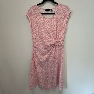 Lands’ End Pink and White Sailboat Cotton Dress Medium Tall 10-12